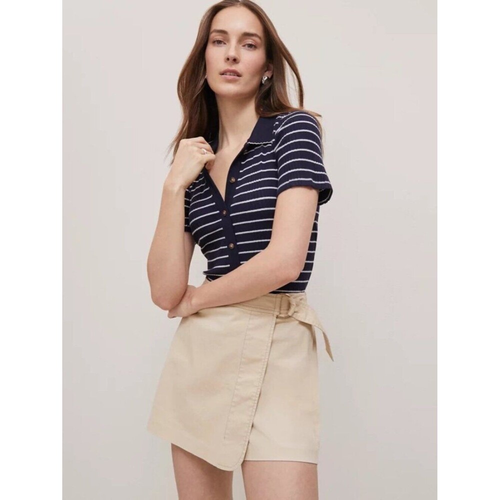 Ann Taylor Weekend Striped Polo Shirt M NWT
